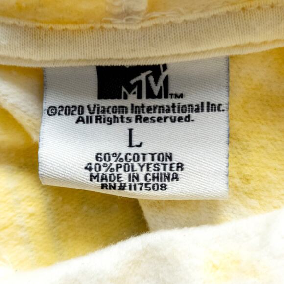 MTV Graphic Hoodie Yellow Blue Tie Dye Size L Retro 80s - Picture 8 of 8